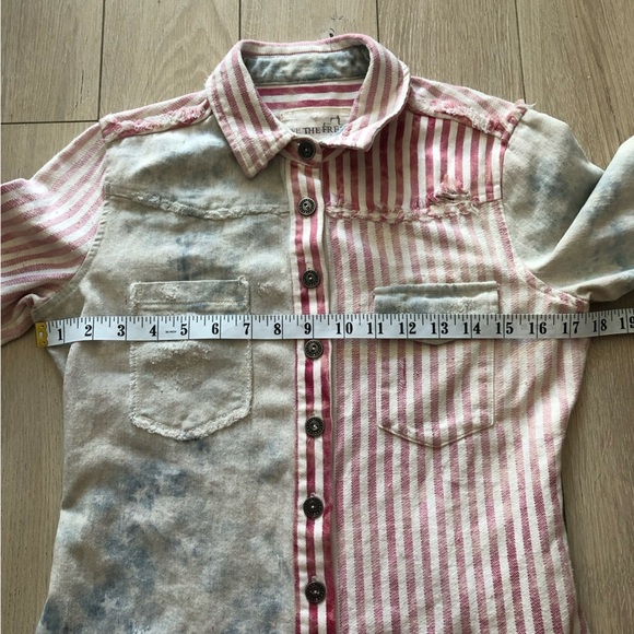 Free People We The Free Americana Distressed Button Down Shirt Size XS - Picture 14 of 15